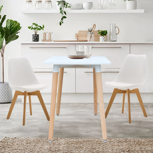 CHOTTO - Hako Rectangle Top Dining Table with Wooden Legs - White - 120cm