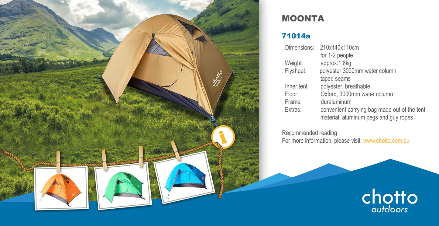 Chotto Outdoor - Moonta (2 people) Camping Tent - Earthy Yellow