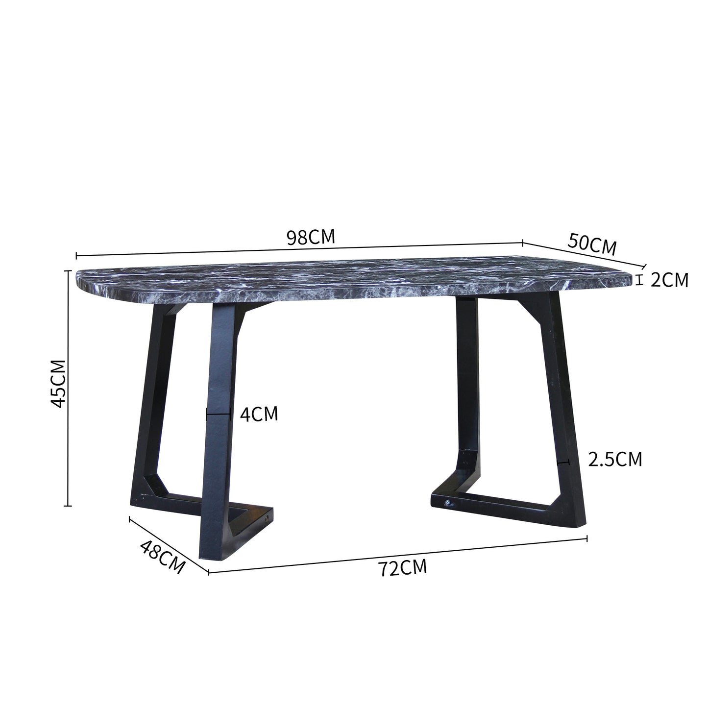CHOTTO - Kika Rounded Rectangle Coffee Table - Black Marble Color
