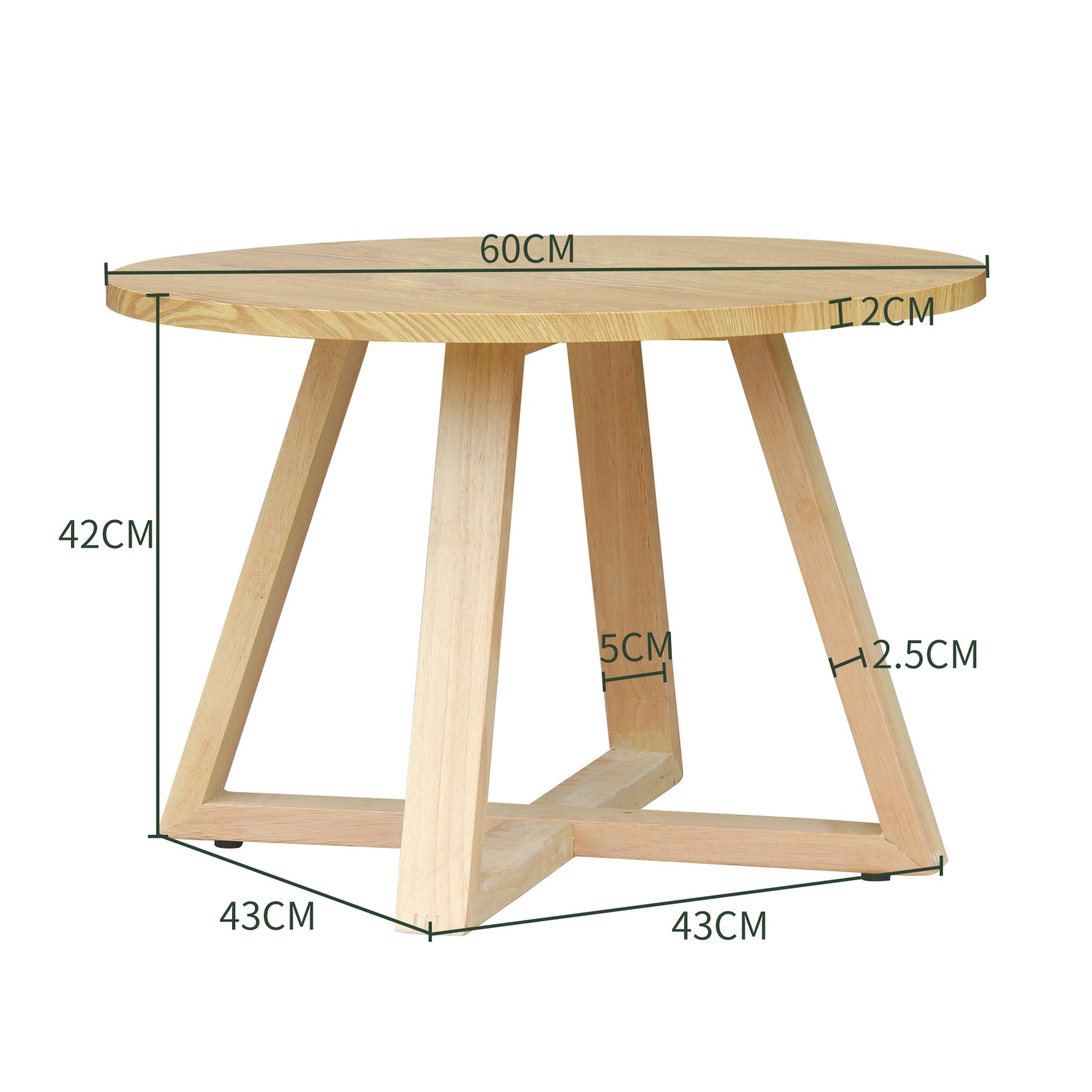 CHOTTO - Juji Round Top Coffee Table - Wood - 60cm