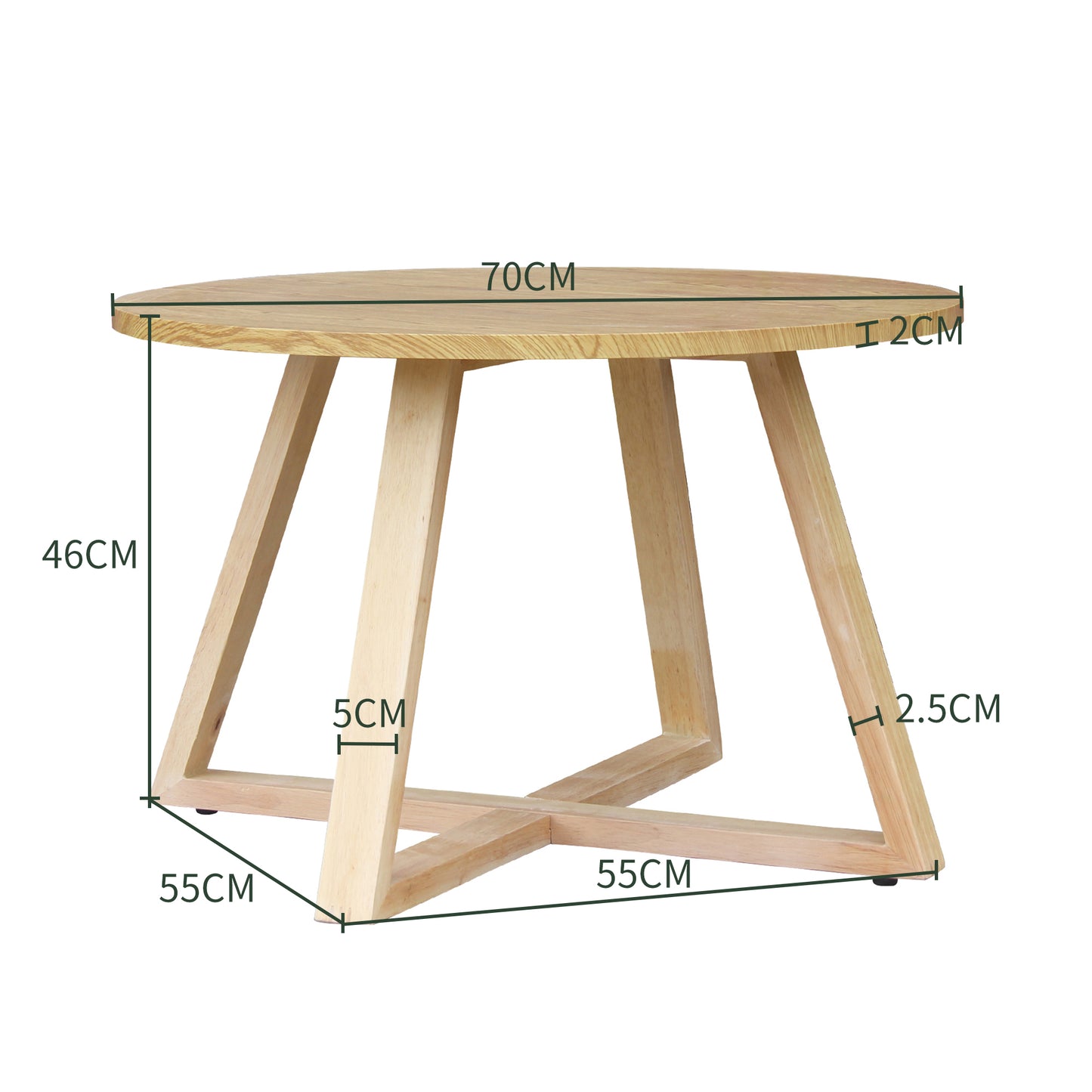 CHOTTO - Juji Round Top Coffee Table - Wood - 70cm