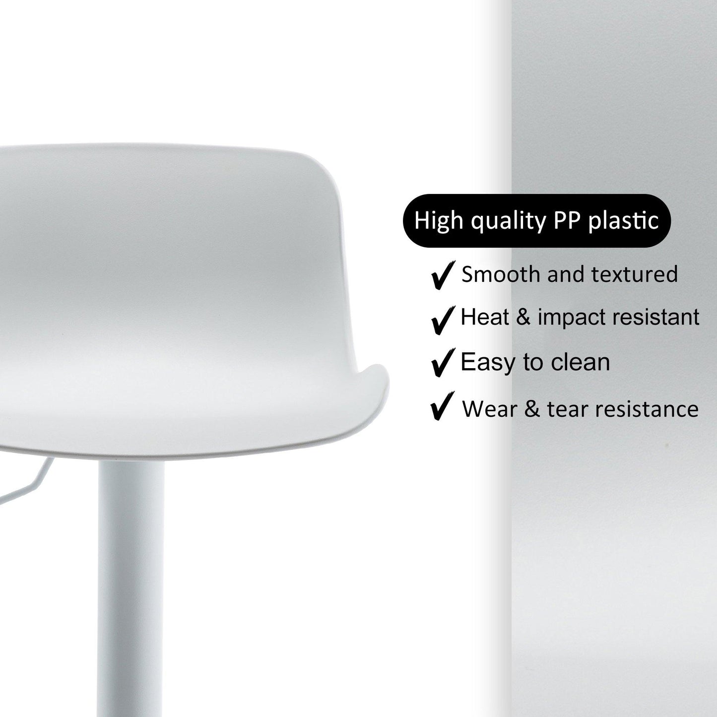 Eri Adjustable Swivel Bar Stools - White x 2 - Chotto Furniture