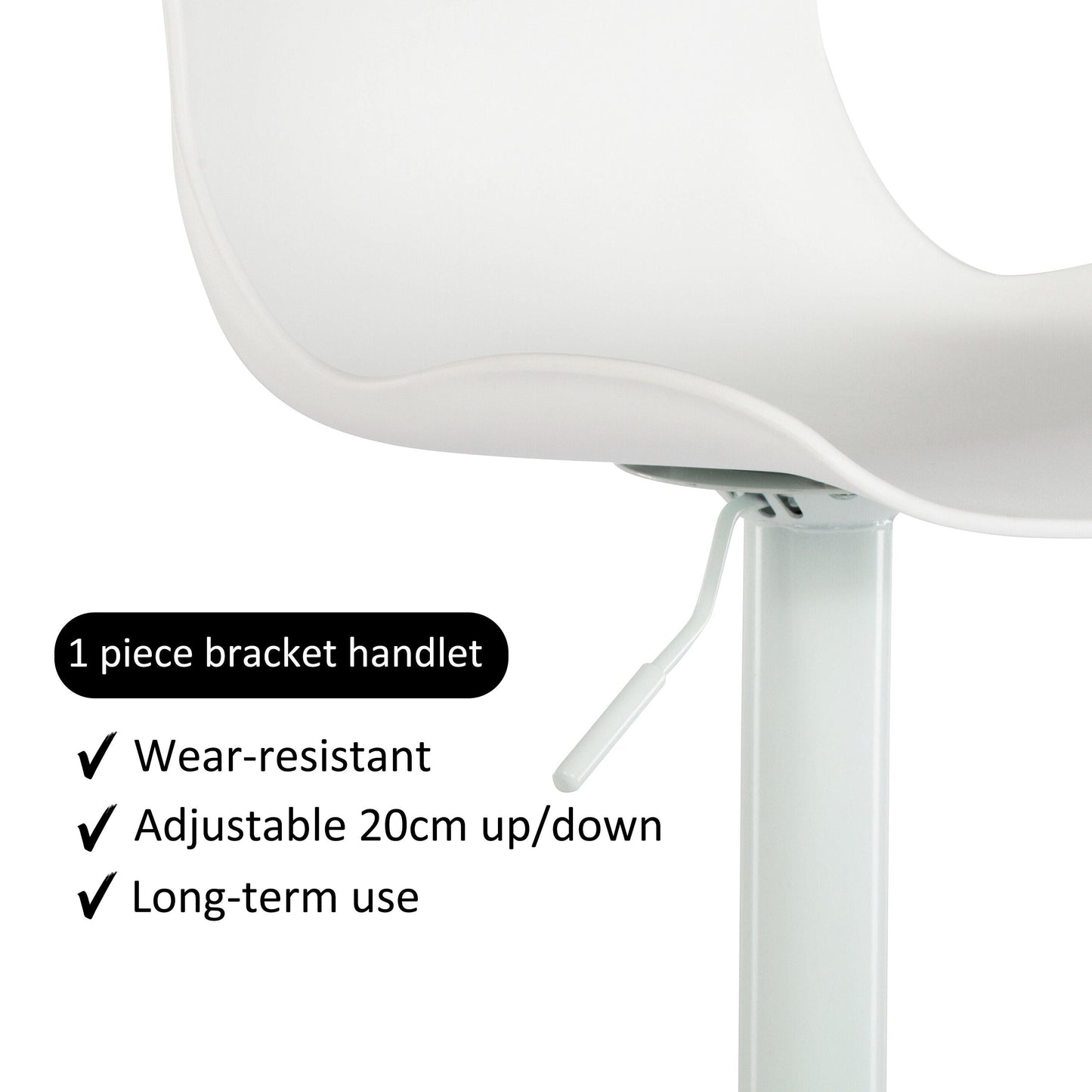 Eri Adjustable Swivel Bar Stools - White x 2 - Chotto Furniture