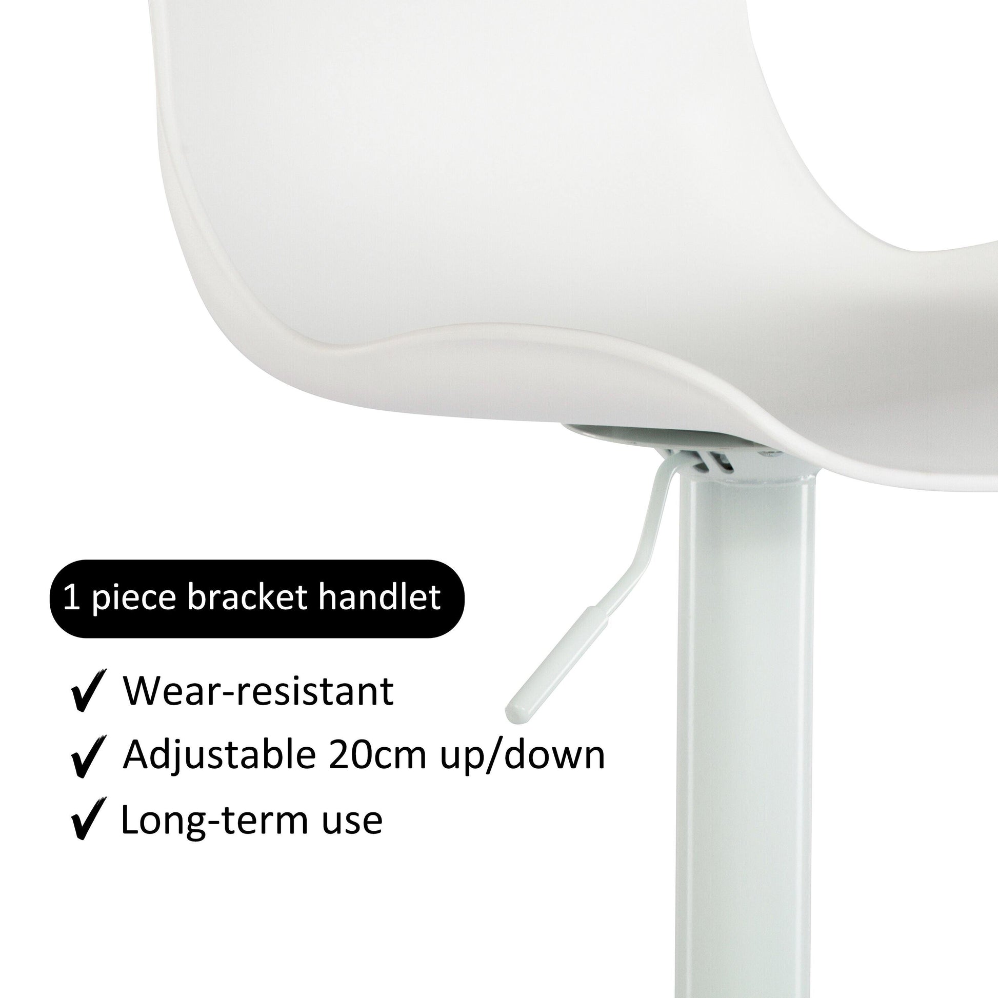 Eri Adjustable Swivel Bar Stools - White x 2 - Chotto Furniture