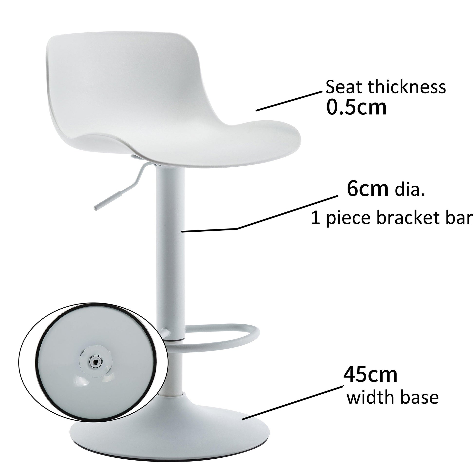 Eri Adjustable Swivel Bar Stools - White x 2 - Chotto Furniture
