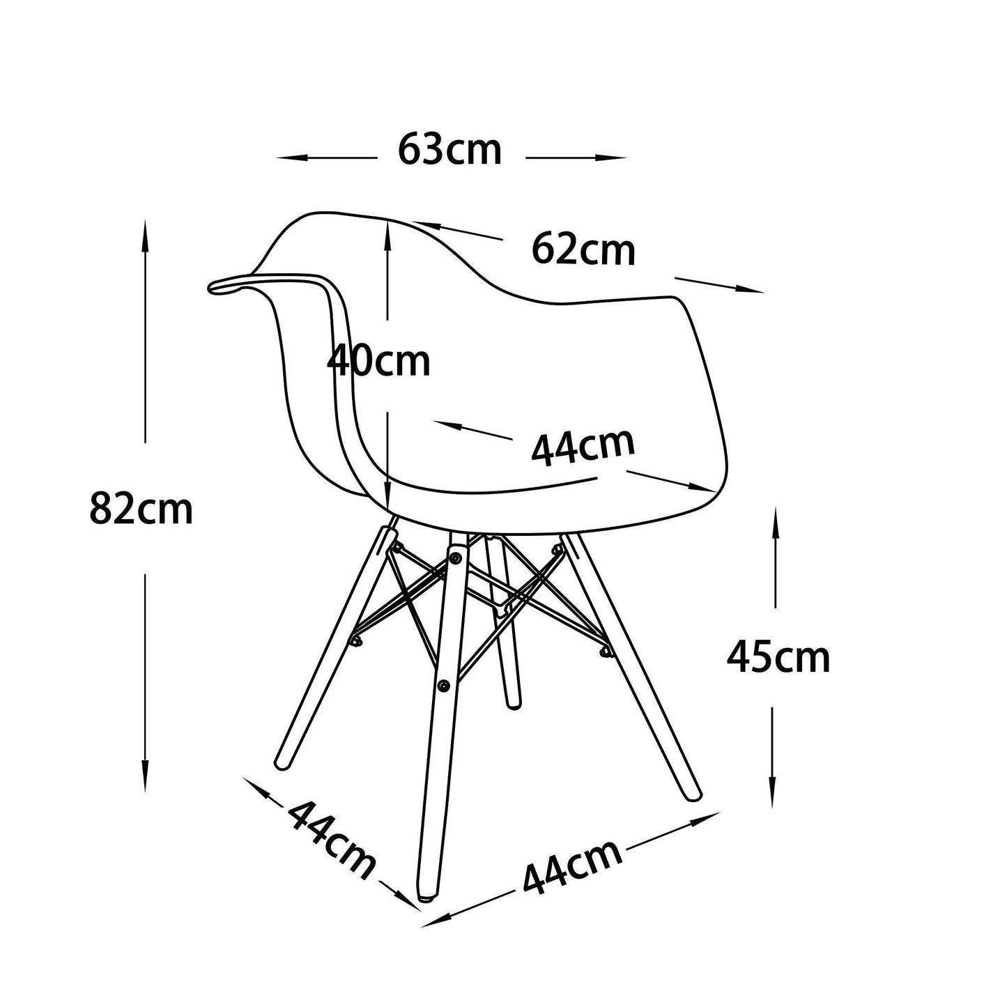 Retro Replica DSW Dining Chairs Armchairs with Beech Leg - White x 4 - Chotto Furniture