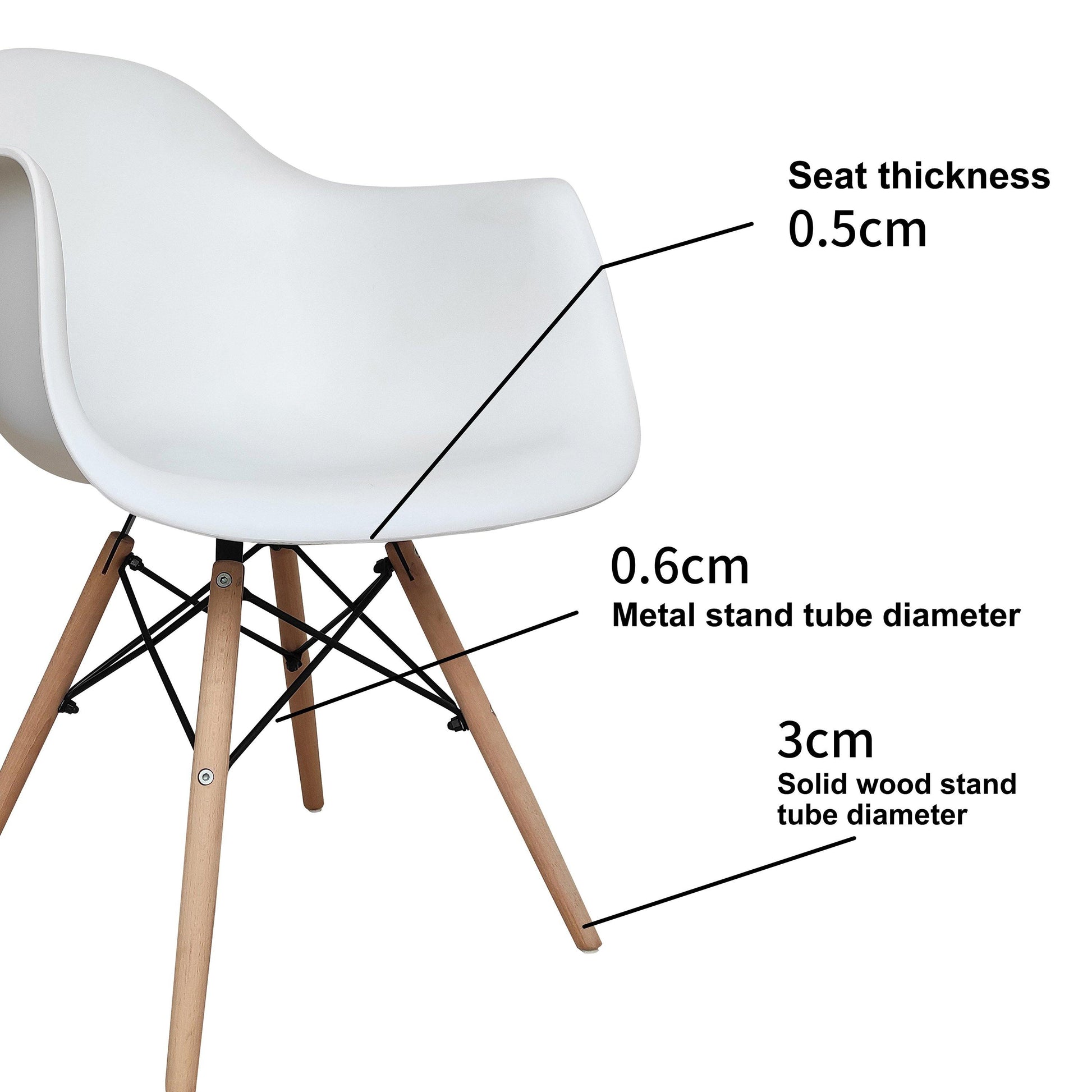 Retro Replica DSW Dining Chairs Armchairs with Beech Leg - White x 4 - Chotto Furniture