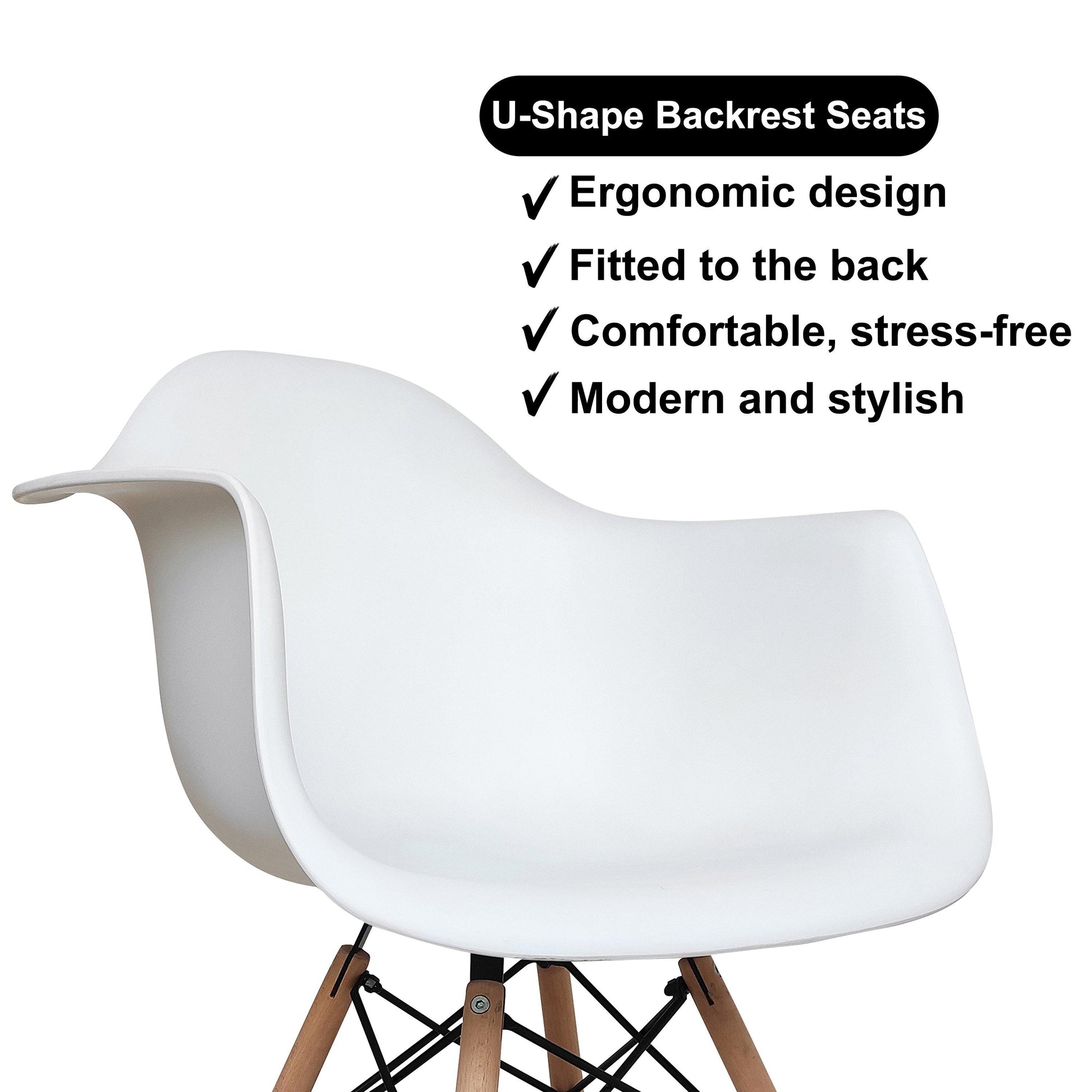 Retro Replica DSW Dining Chairs Armchairs with Beech Leg - White x 4 - Chotto Furniture