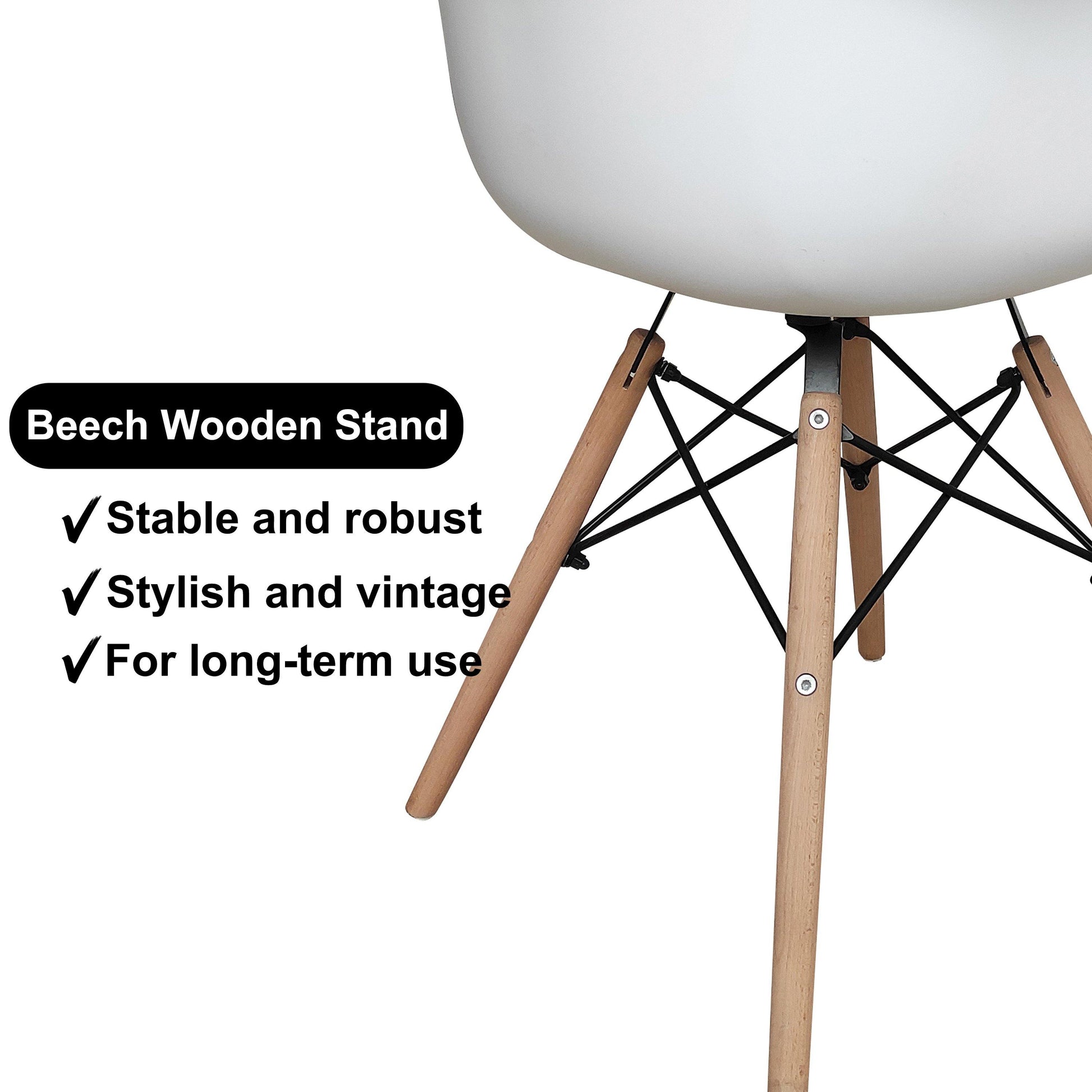 Retro Replica DSW Dining Chairs Armchairs with Beech Leg - White x 4 - Chotto Furniture