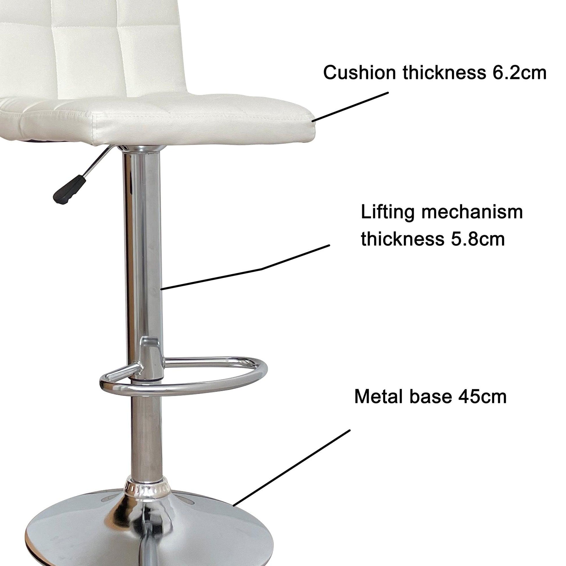 Nomu Adjustable Swivel Leather Bar Stools - White x 2 - Chotto Furniture