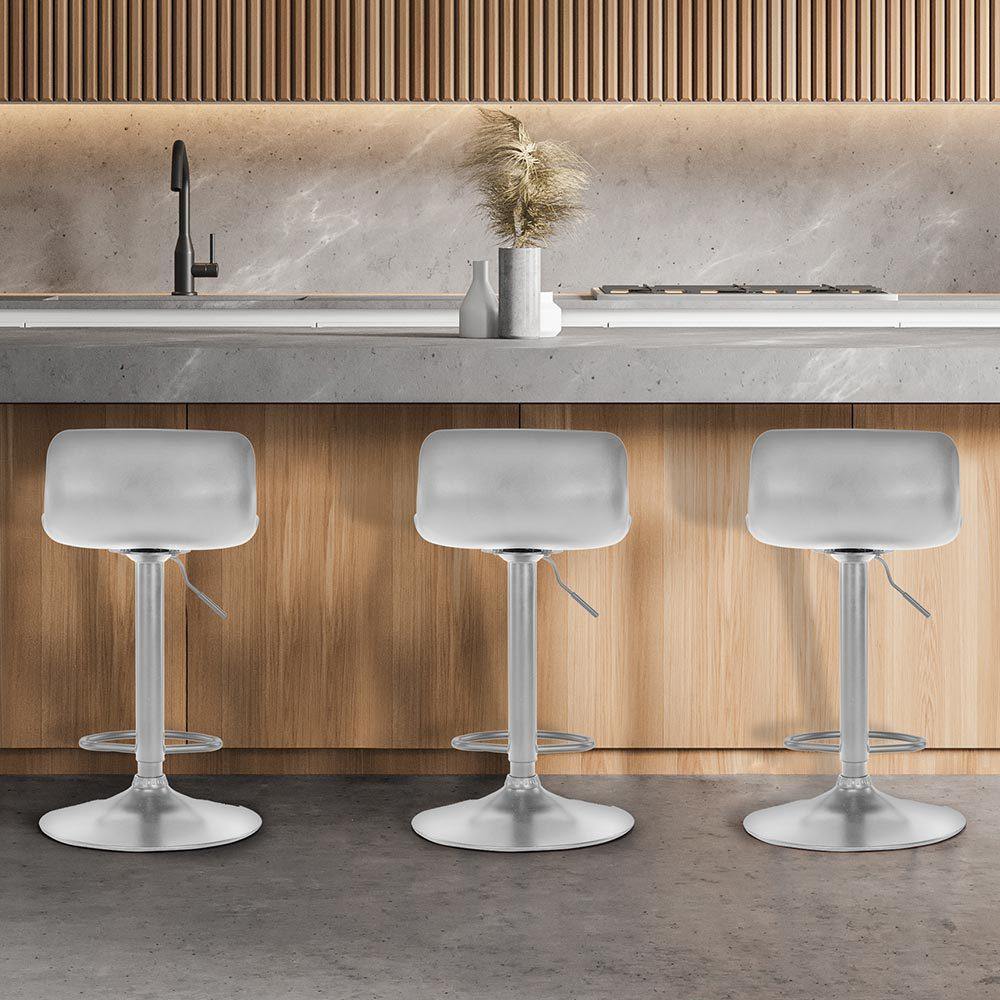 Eri Adjustable Swivel Bar Stools - White x 2 - Chotto Furniture