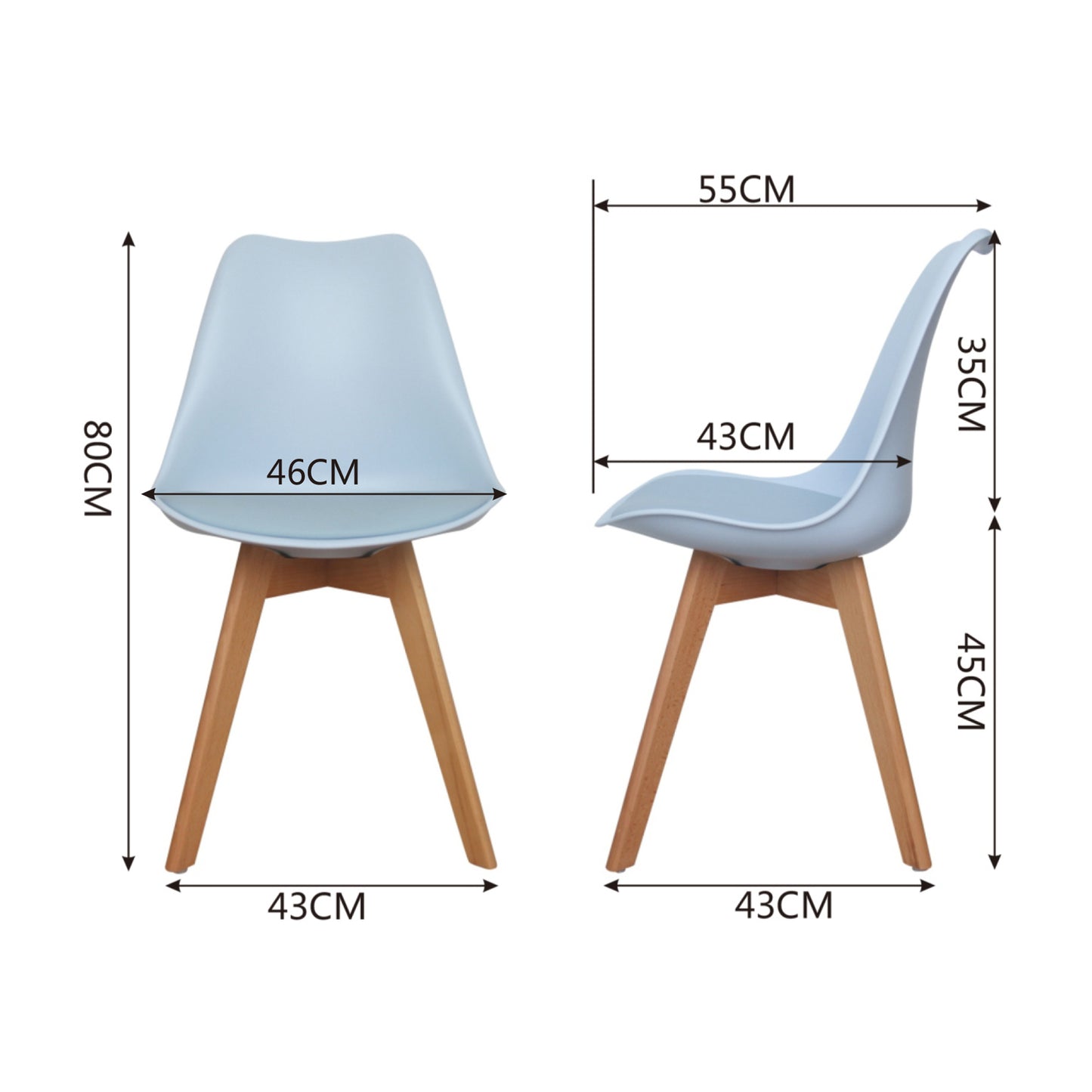 CHOTTO - Ando Dining Chairs - Baby Blue x 2
