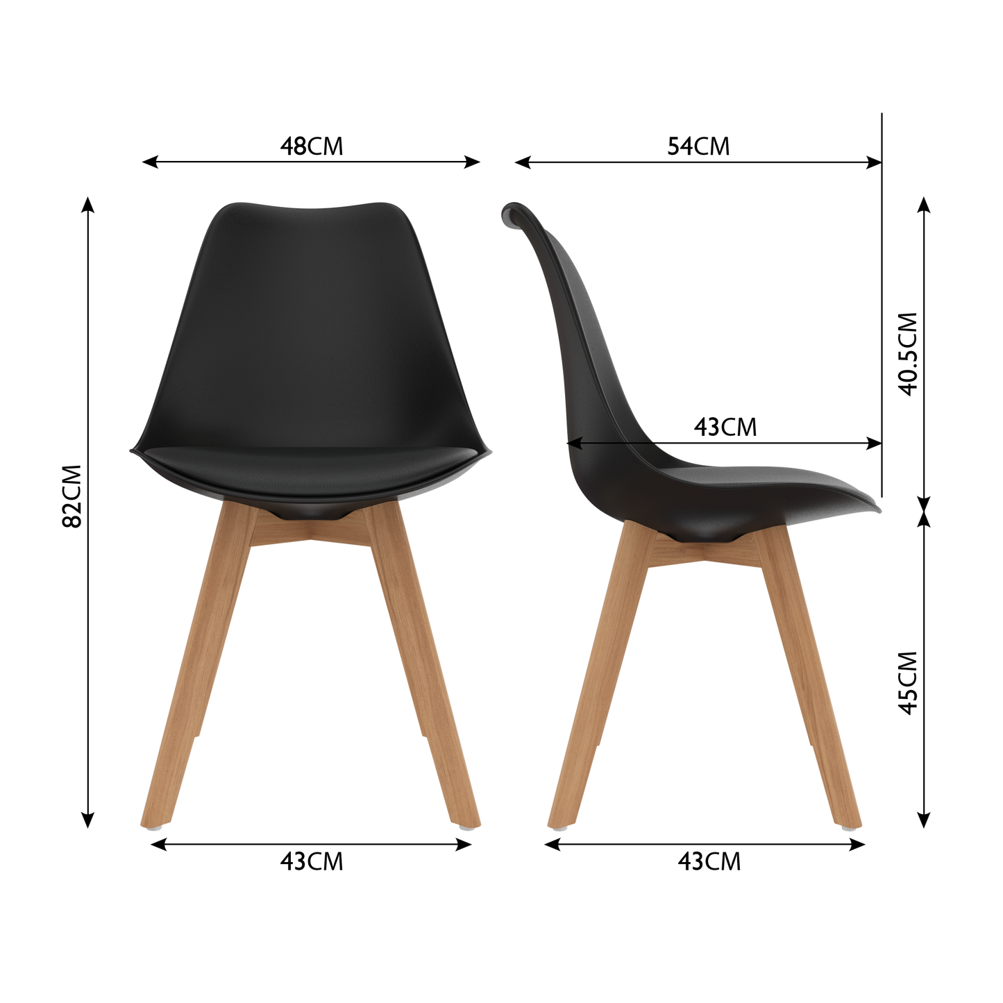 CHOTTO - Ando Dining Chairs - Black x 2