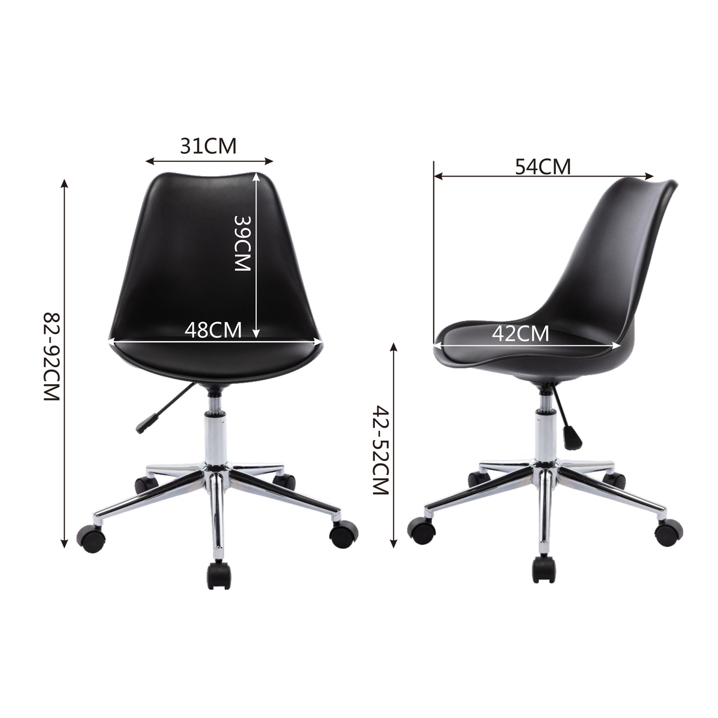 CHOTTO - Ando Office Desk Chair with Vegan Leather Seat - Black
