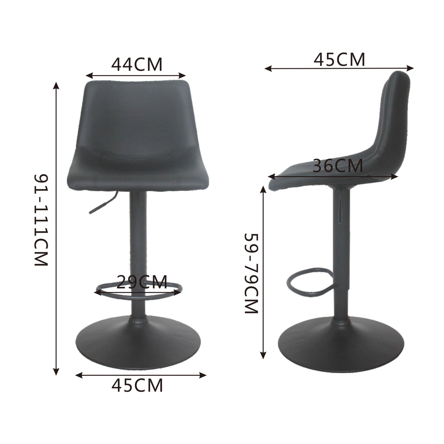 CHOTTO - Kage Bar Stools - Black x 2
