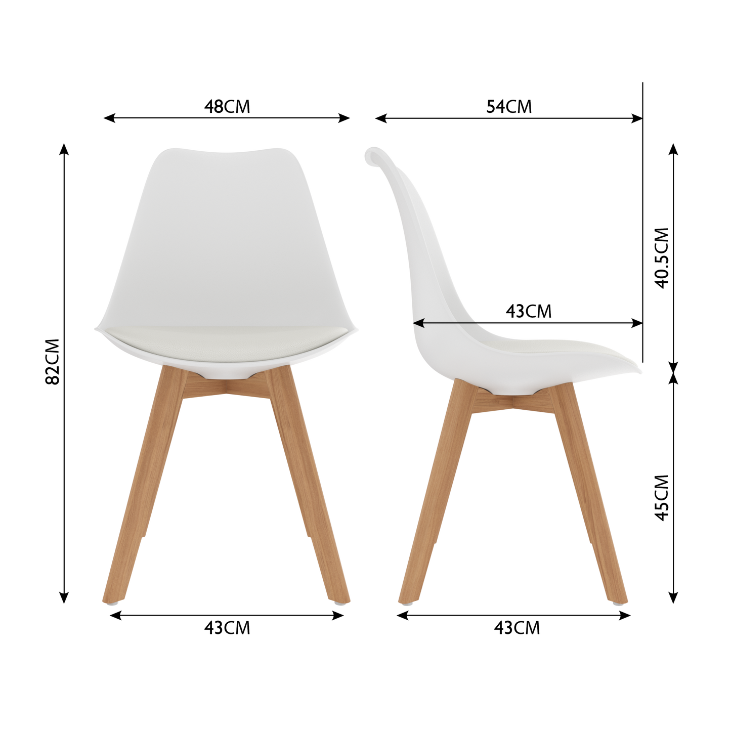 CHOTTO - Ando Dining Chairs - White x 4