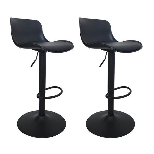 Eri Adjustable Swivel Bar Stools with Padded Seat - Black x 2 - Chotto Furniture