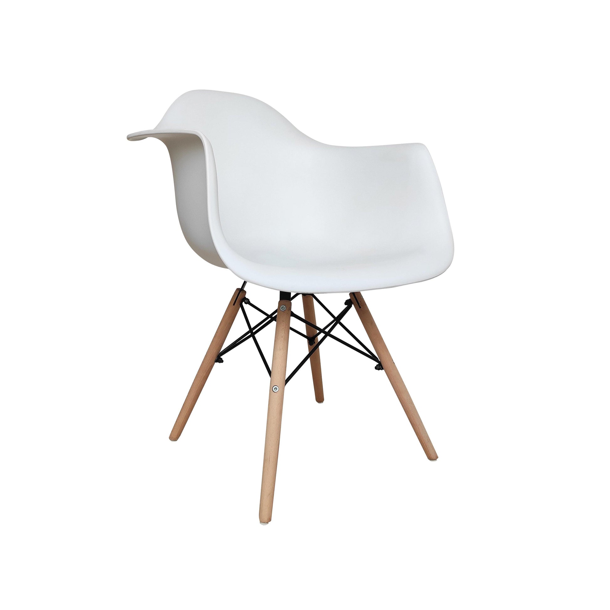 Retro Replica DSW Dining Chairs Armchairs with Beech Leg - White x 4 - Chotto Furniture