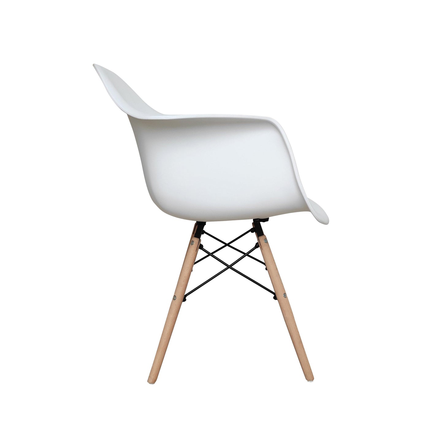 Retro Replica DSW Dining Chairs Armchairs with Beech Leg - White x 4 - Chotto Furniture