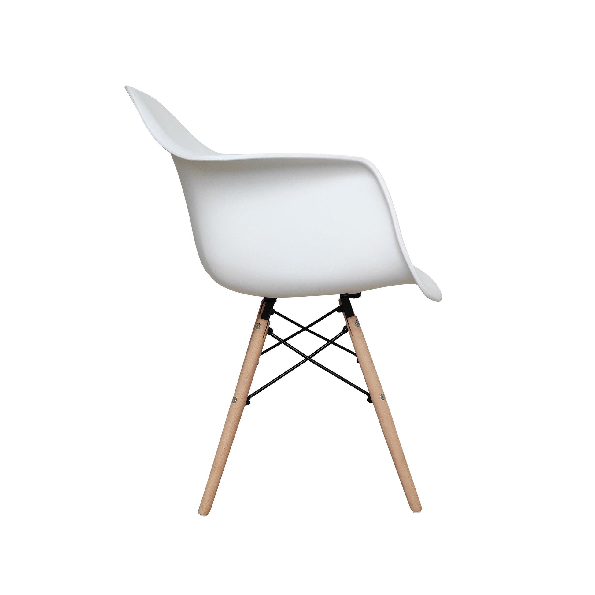 Retro Replica DSW Dining Chairs Armchairs with Beech Leg - White x 4 - Chotto Furniture