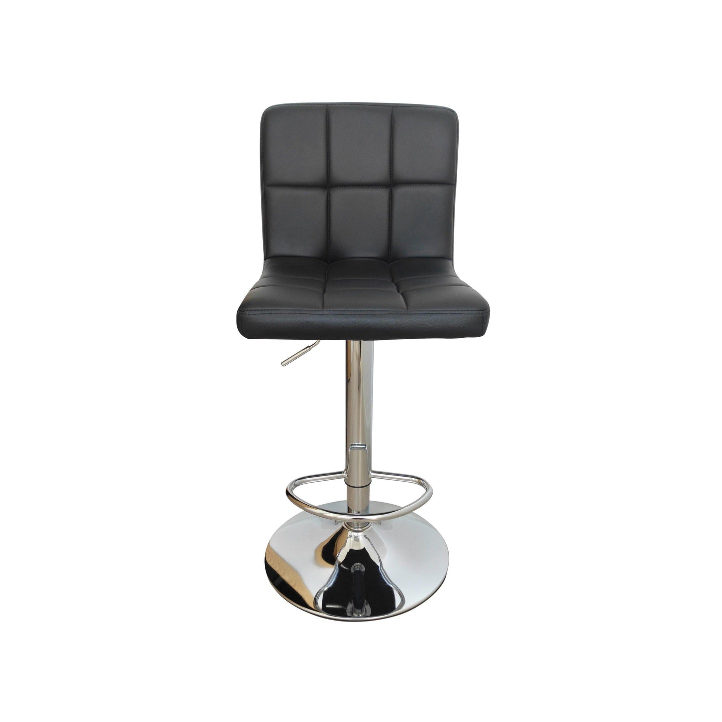 Nomu Adjustable Swivel Leather Bar Stools - Black x 2 - Chotto Furniture