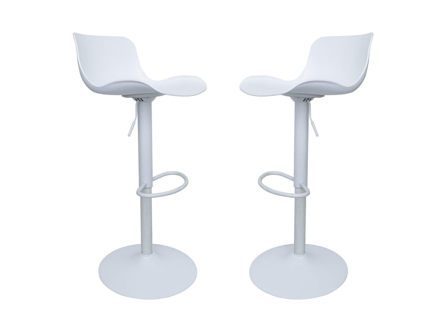 Eri Adjustable Swivel Bar Stools - White x 2 - Chotto Furniture