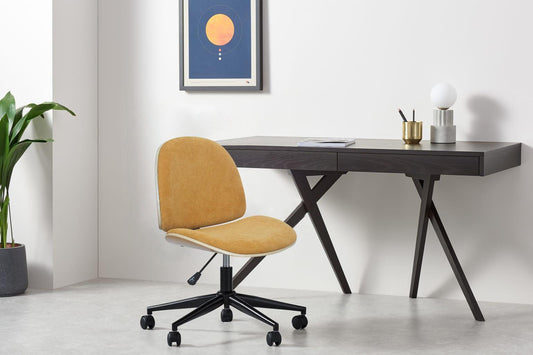 Mio Fabric Adjustable Swivel Office Chair - Yellow - Chotto Furniture