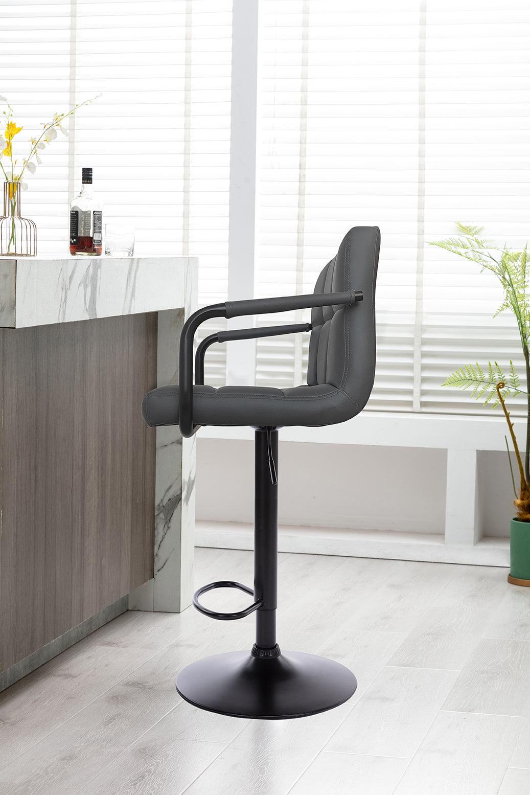 Hiro Adjustable Swivel Bar Stool - Grey x 2 - Chotto Furniture