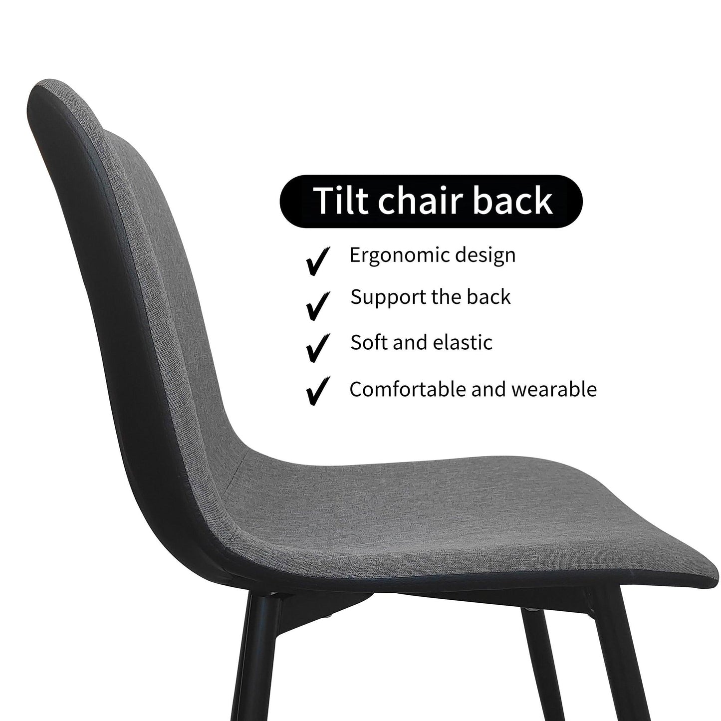 Kaito Fabric Dining Chairs With Metal Legs - Grey x 4 - Chotto Furniture