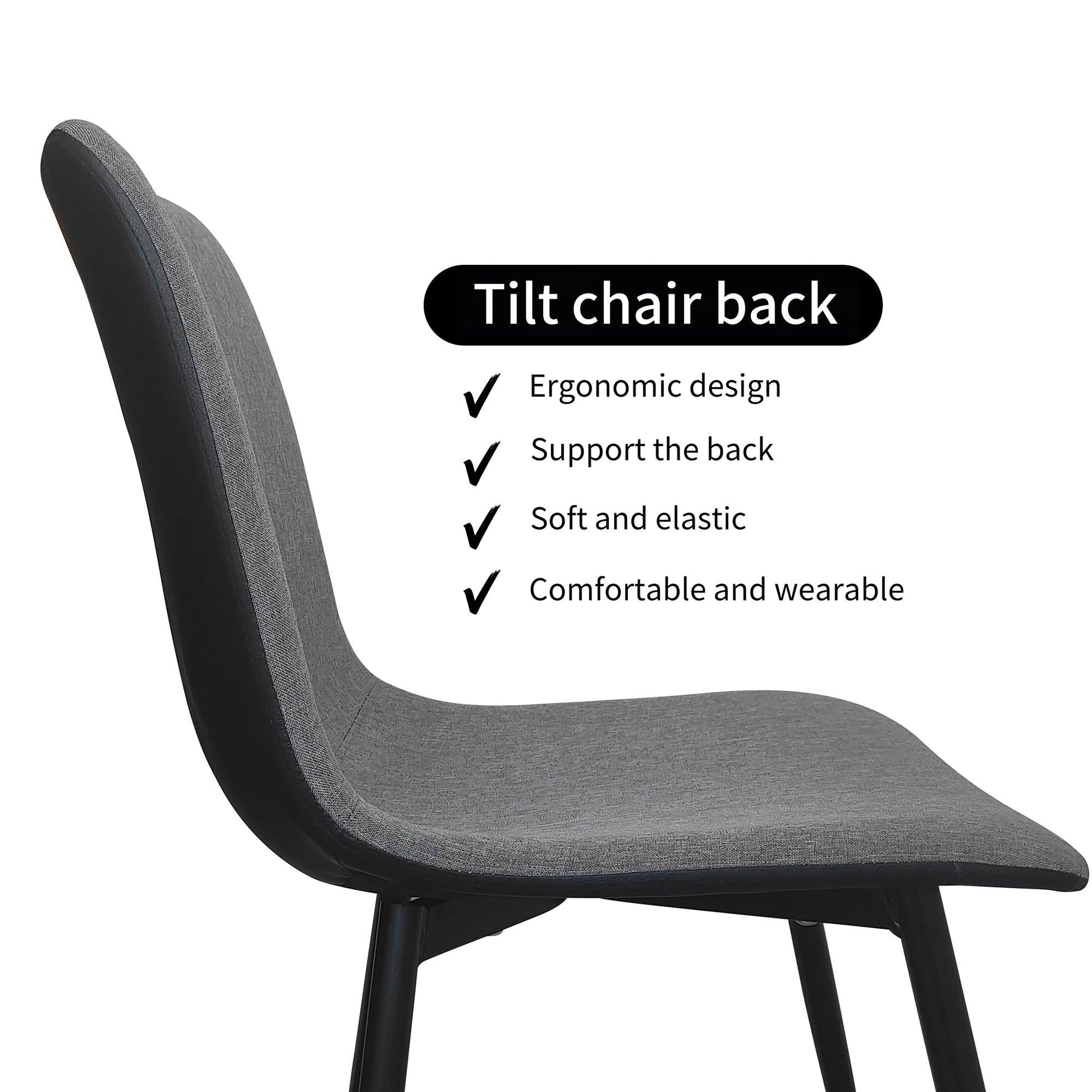 Kaito Fabric Dining Chairs With Metal Legs - Grey x 4 - Chotto Furniture