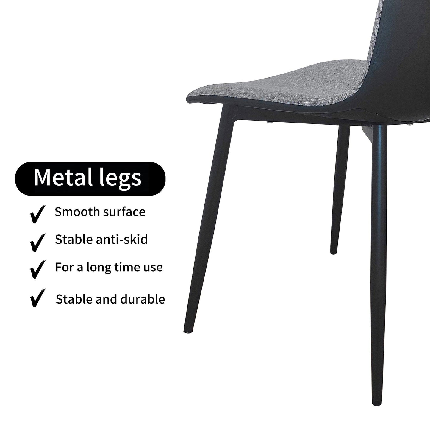 Kaito Fabric Dining Chairs With Metal Legs - Grey x 4 - Chotto Furniture