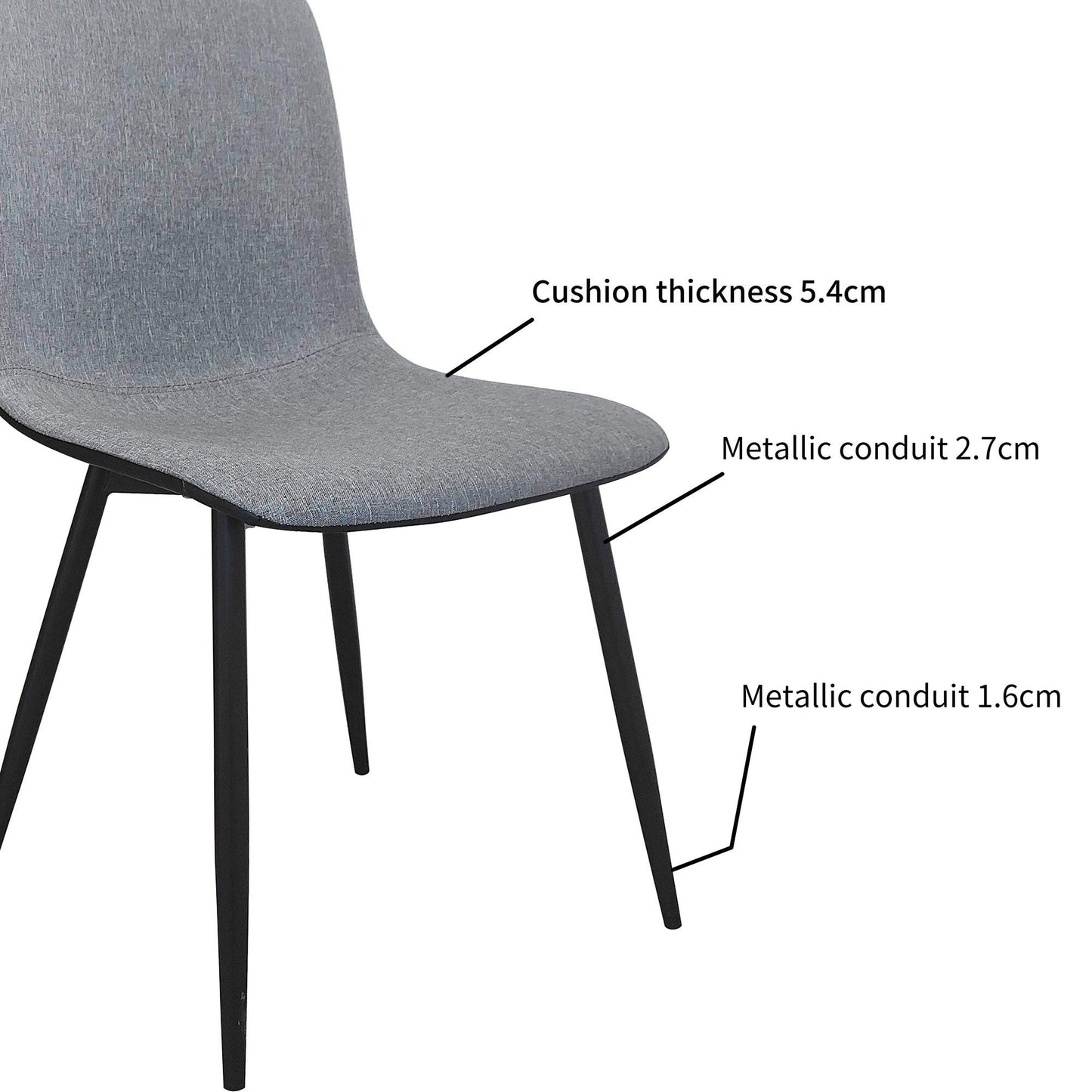 Kaito Fabric Dining Chairs With Metal Legs - Grey x 4 - Chotto Furniture