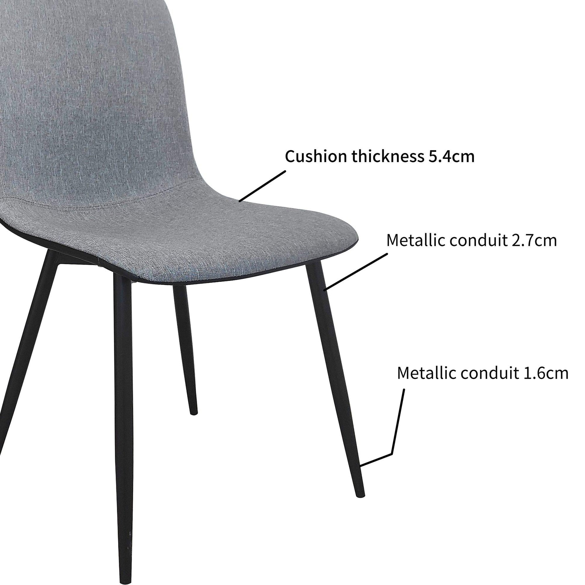 Kaito Fabric Dining Chairs With Metal Legs - Grey x 4 - Chotto Furniture