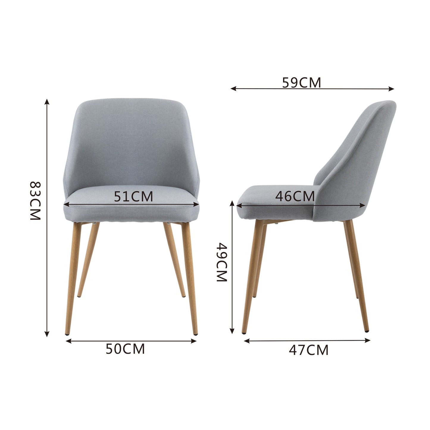 CHOTTO - Niko Dining Chairs - Grey (Set of 2)