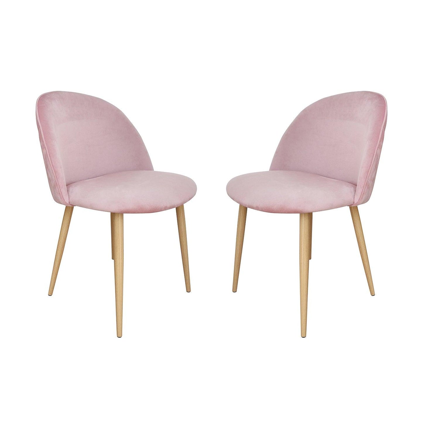 Nami Velvet Seat Metal Leg Dining Chairs - Pink x 2 - Chotto Furniture