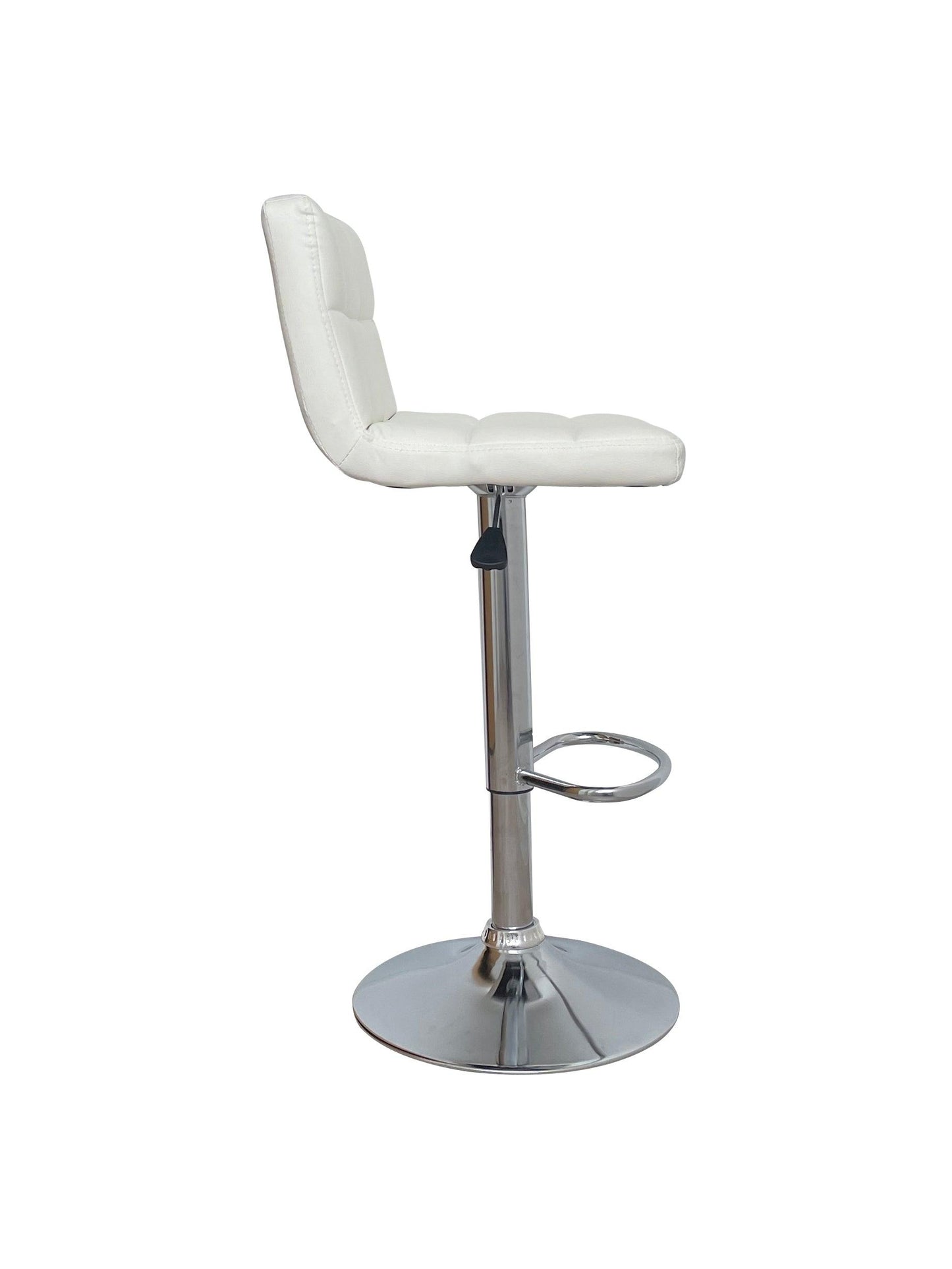 Nomu Adjustable Swivel Leather Bar Stools - White x 2 - Chotto Furniture