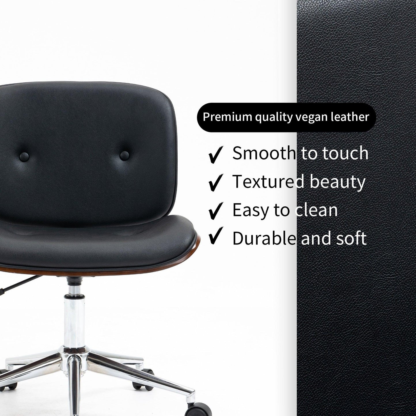 Fudo Adjustable Swivel Vegan Leather Office Chair - Chotto Furniture