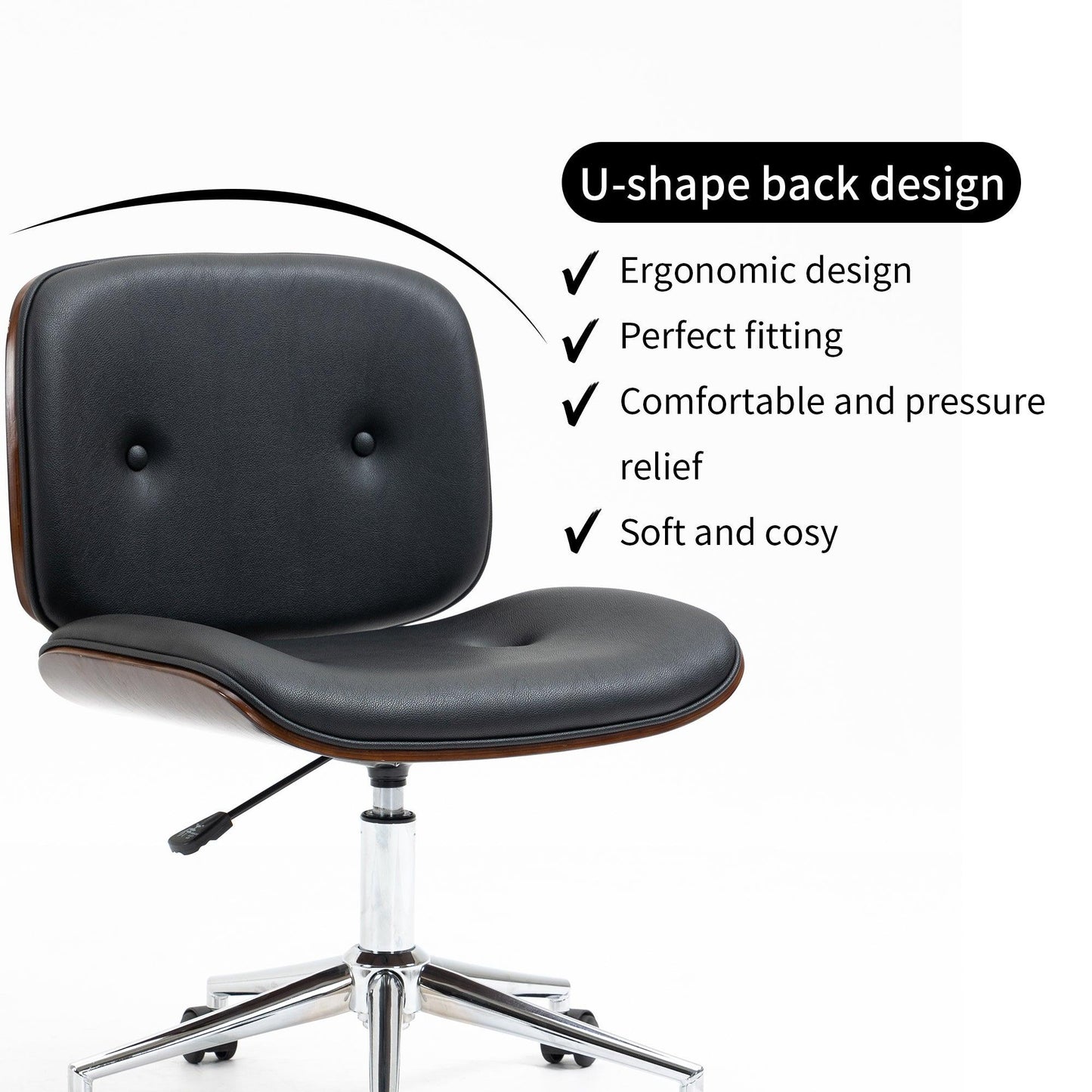 Fudo Adjustable Swivel Vegan Leather Office Chair - Chotto Furniture