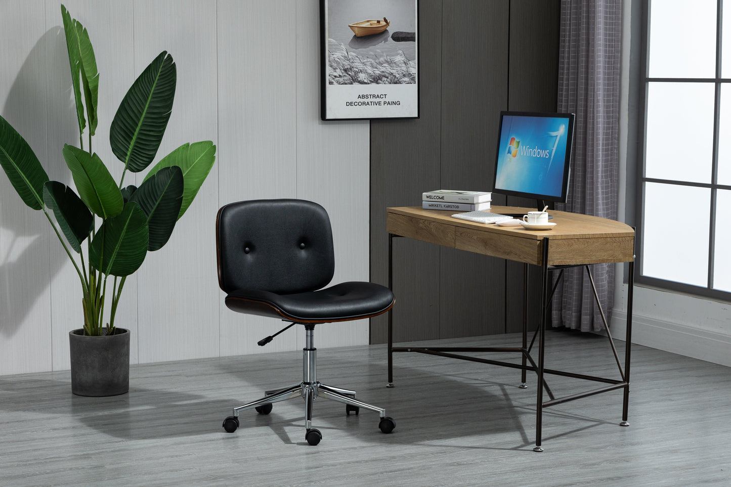 Fudo Adjustable Swivel Vegan Leather Office Chair - Chotto Furniture