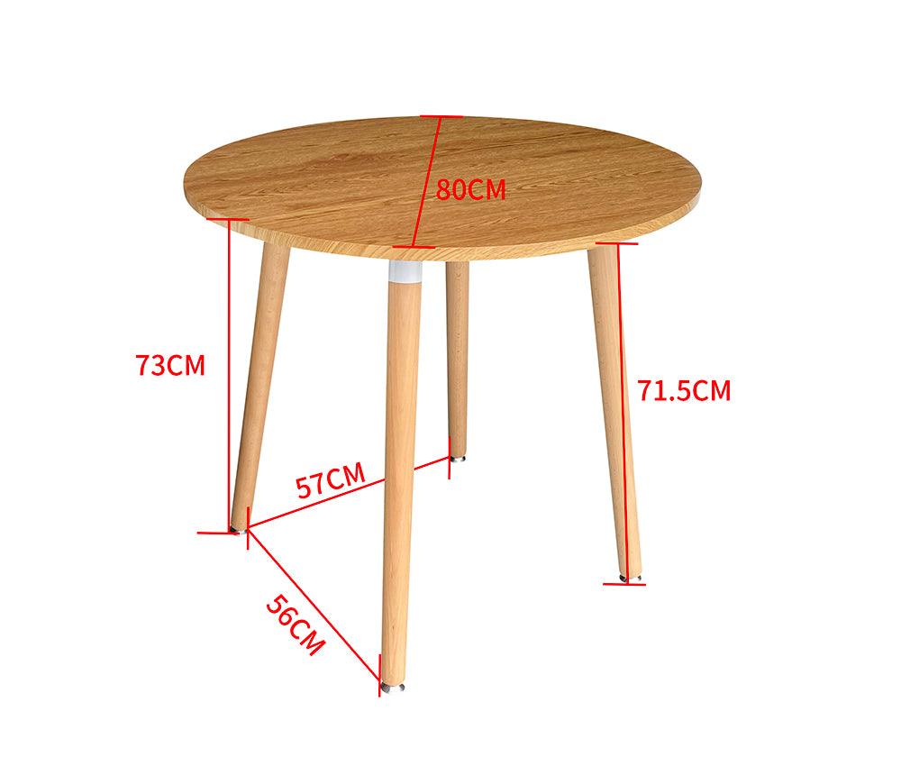 Enso Round Top Dining Table with Wooden Legs - Wood - Chotto Furniture