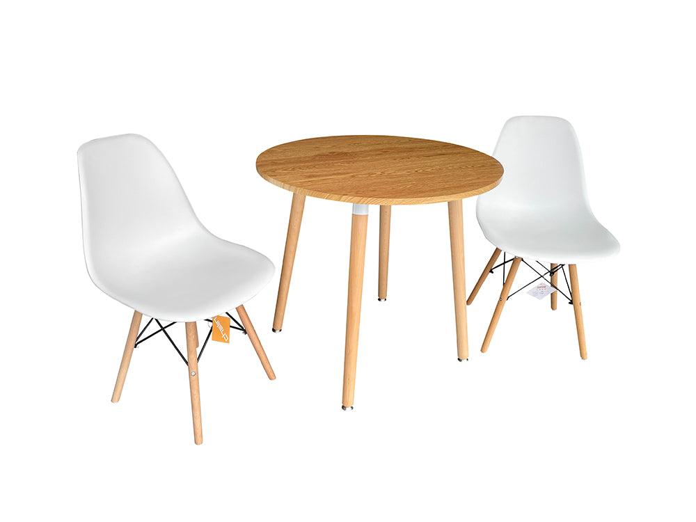 Enso Round Top Dining Table with Wooden Legs - Wood - Chotto Furniture