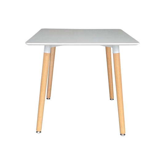 Hako Square Top Dining Table with Wooden Legs - White - Chotto Furniture