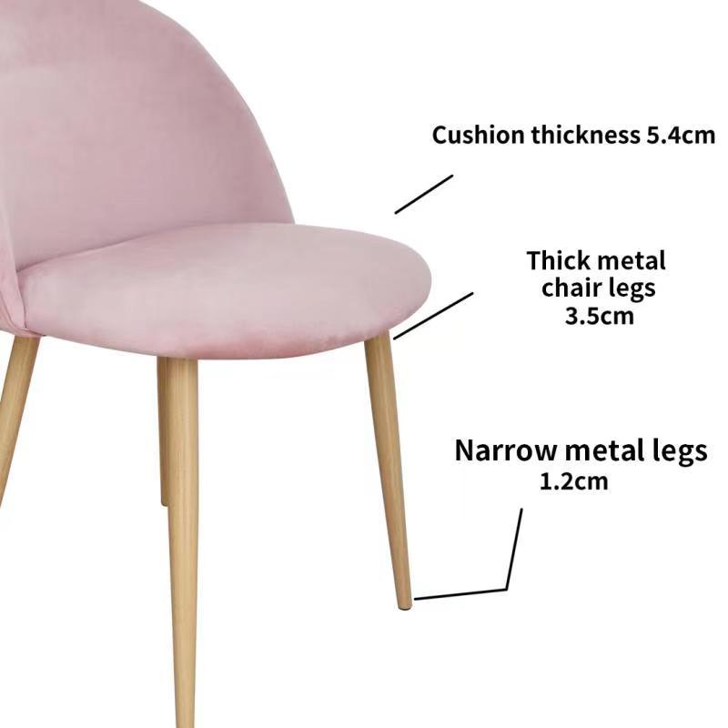 Nami Velvet Seat Metal Leg Dining Chairs - Pink x 2 - Chotto Furniture