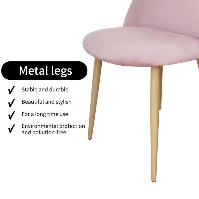 Nami Velvet Seat Metal Leg Dining Chairs - Pink x 2 - Chotto Furniture