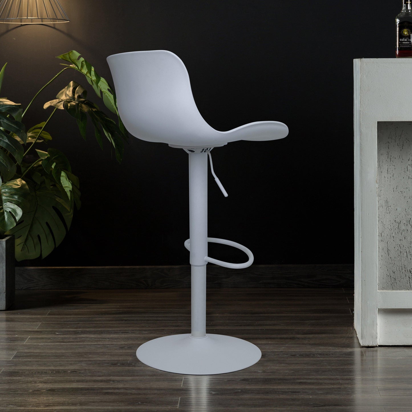 Eri Adjustable Swivel Bar Stools - White x 2 - Chotto Furniture