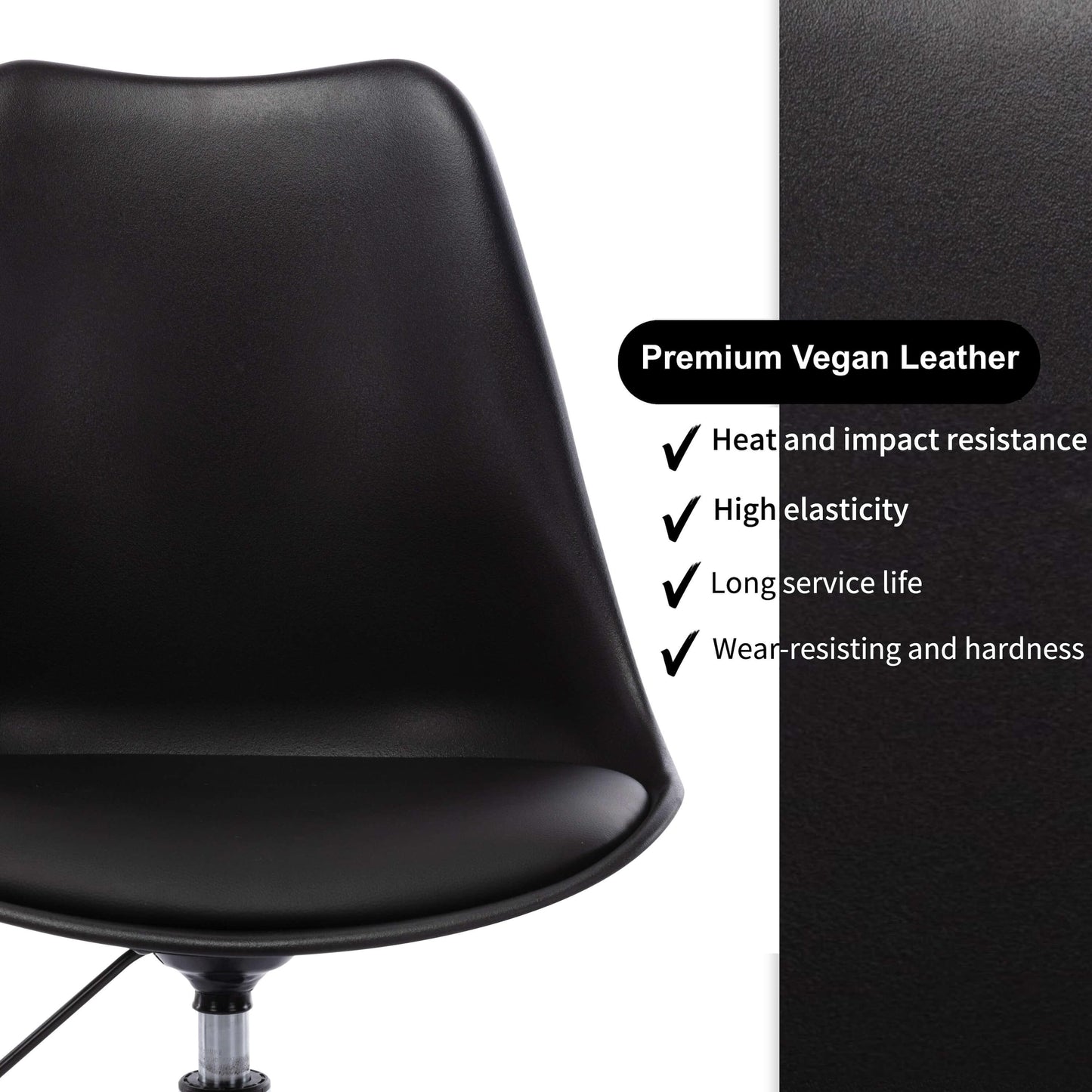 Ando Office Desk Chair with Vegan Leather Seat - Black - Chotto Furniture
