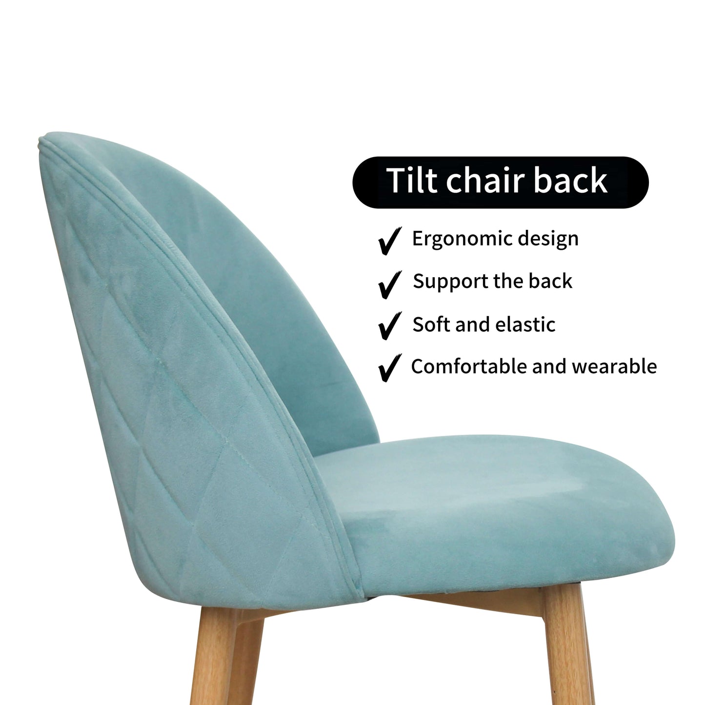 Nami Velvet Seat Metal Leg Dining Chairs - Blue x 2 - Chotto Furniture